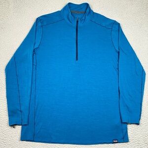 Patagonia Merino Base Layer Men's Size XL Blue Wool Long Sleeve 1/4 Zip Shirt  *